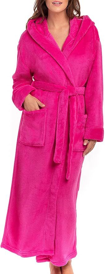Alexander Del Rossa Women's Soft Plush Fleece Hooded Bathrobe, Full Length Long Warm Lounge Robe ... | Amazon (US)