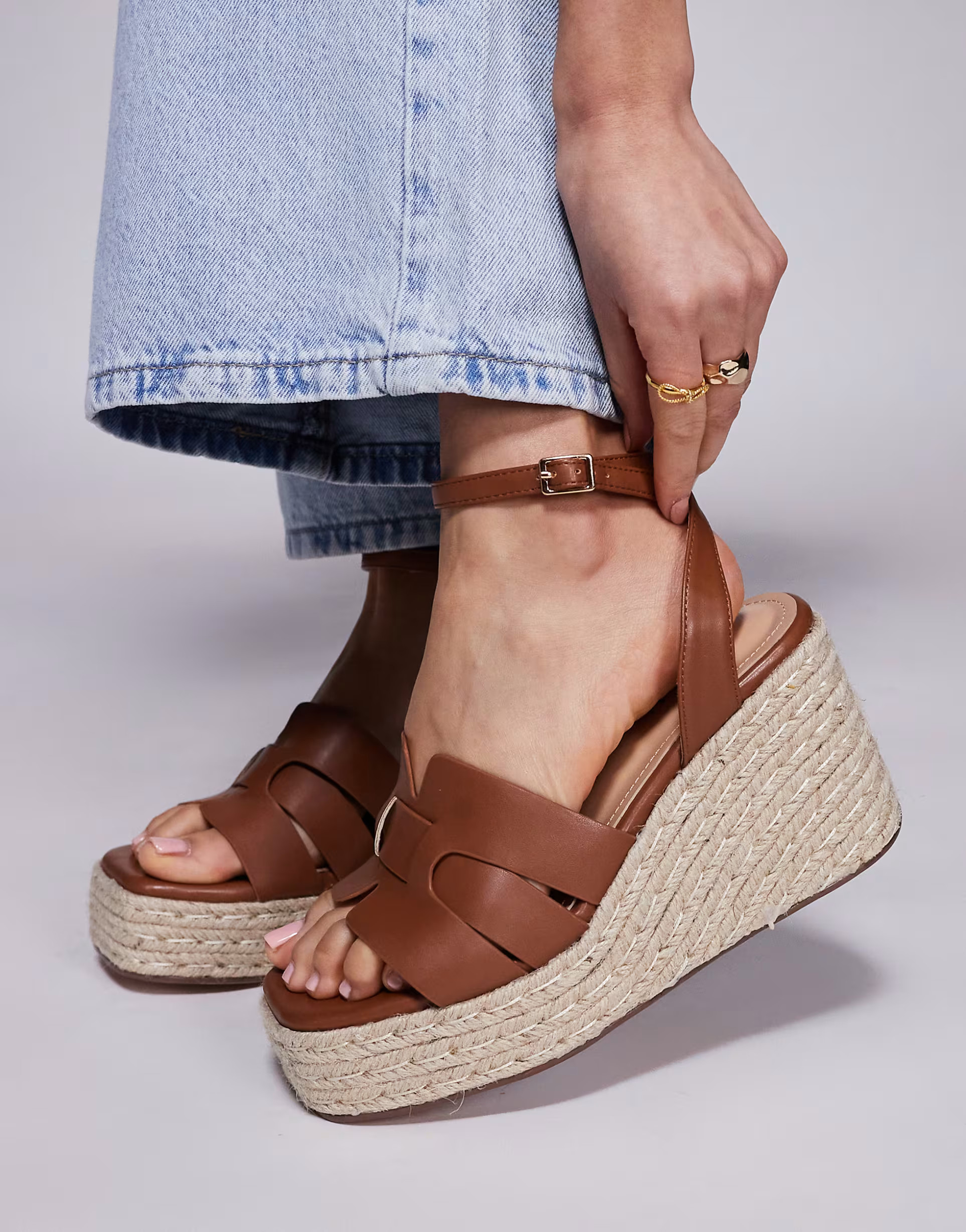 Simmi London Bellamy mid heeled espadrille wedges in tan | ASOS | ASOS (Global)