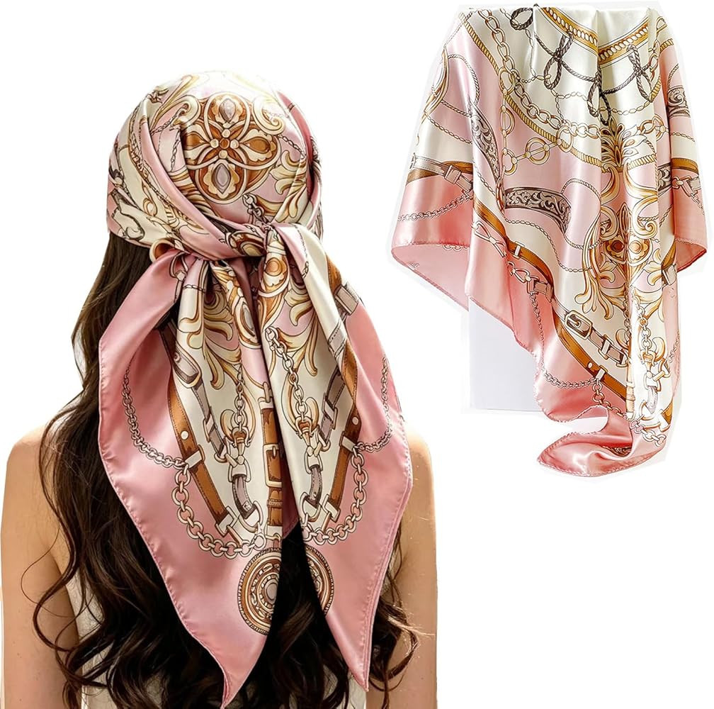 Hjiaruiky 35" Head Scarf Satin Silk Like Hair Scarf for Women Bandana Wraps | Amazon (US)