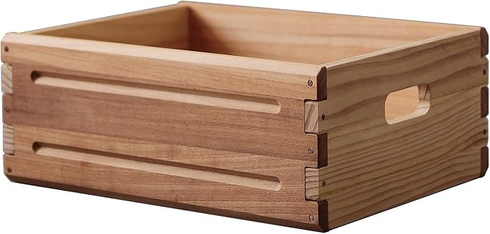 1 Pack Wooden Storage Bin of 16"x12"x6.25".Durable Open Solid Wood Box w/Handles.Farmhouse Contai... | Amazon (US)
