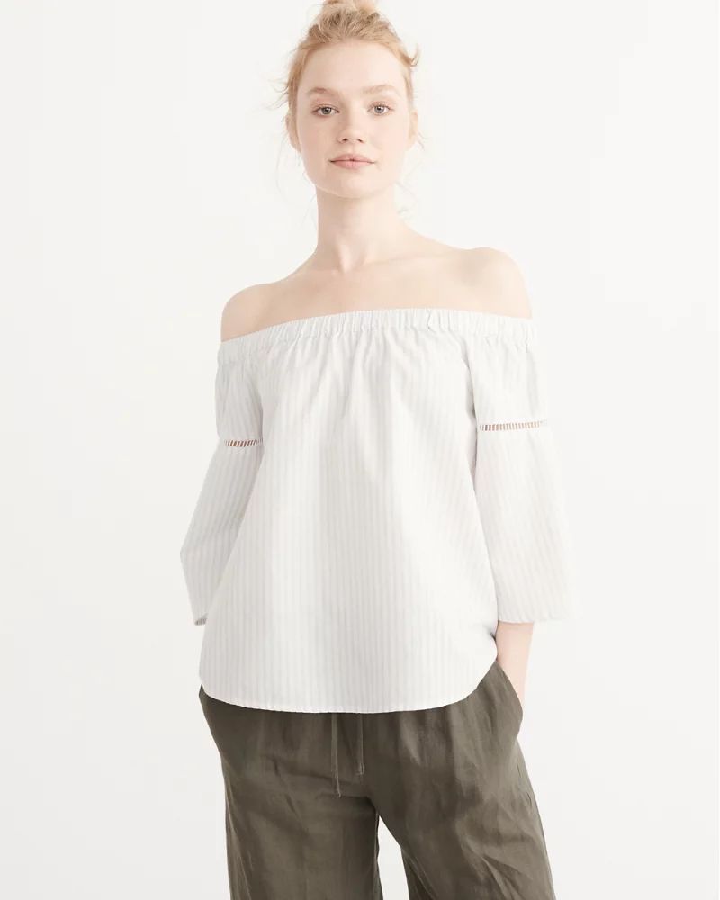 Off-The-Shoulder Oxford Top | Abercrombie & Fitch US & UK