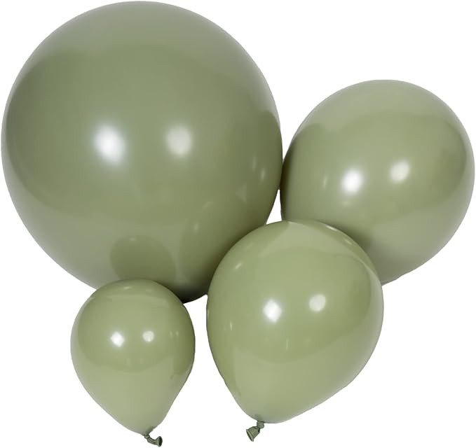 100pcs Sage Green Balloons 18 inch +12 inch +10 inch +5 inch Party Eucalyptus Olive Green Balloon... | Amazon (US)