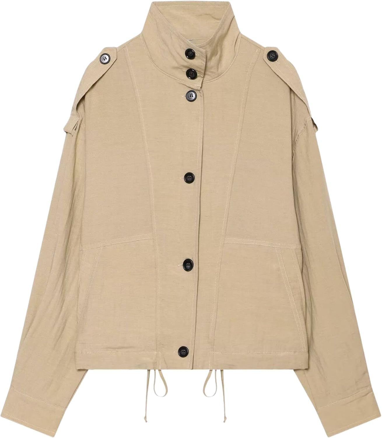 Chevara Women's Fluid Bomber Jacket Stand Collar Long Sleeve Cargo Coat | Amazon (US)