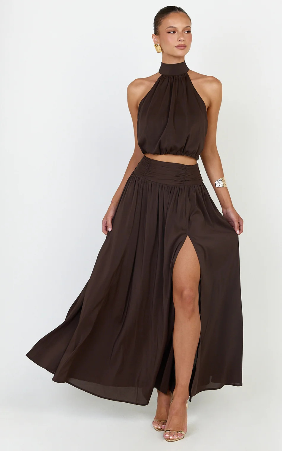 Halter Neck Top in Brown | Showpo (US, UK & Europe)