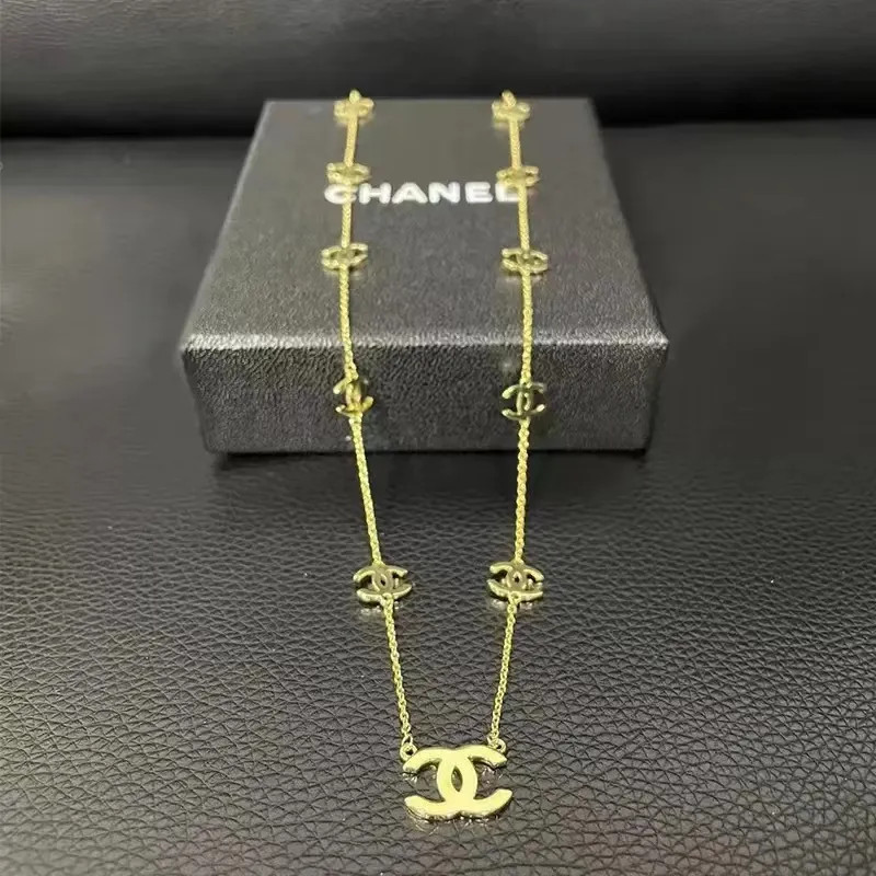 Ready To Ship! Dupe Pendants Cha Nel Fashion Classic Gold 11C Thin Womens Necklace Bracelet With ... | DHGate