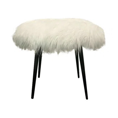 Dowdle 18.31" Stool - Fur White Rosdorf Park | Wayfair North America