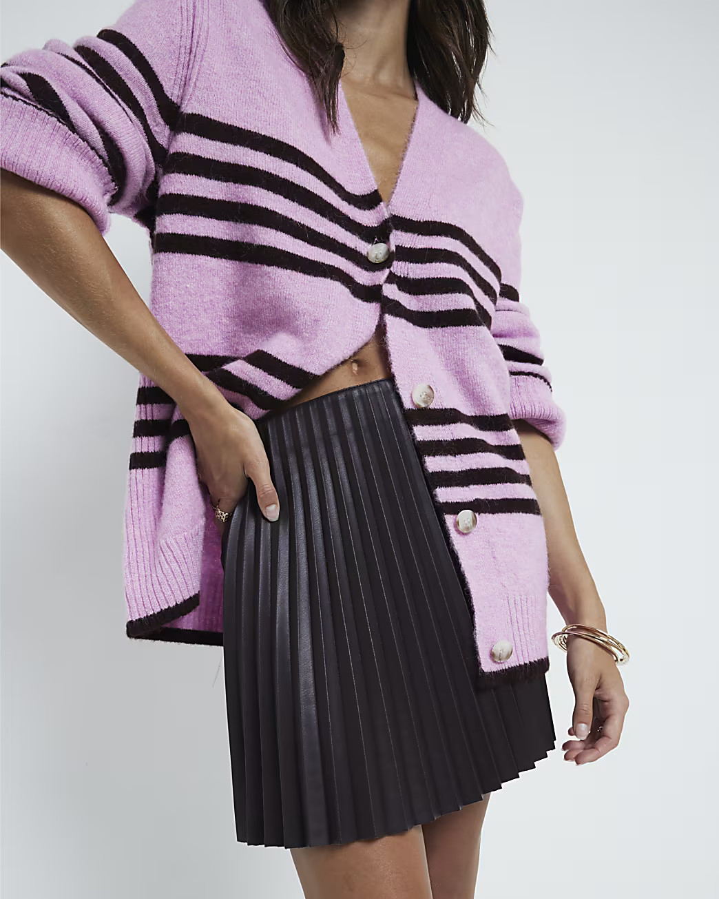 Red Faux Leather Pleated Mini Skirt | River Island (UK & IE)