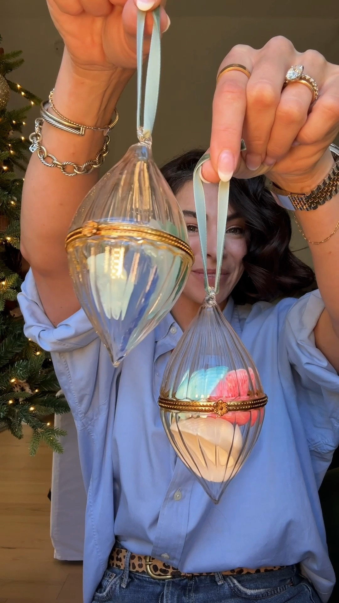 The cutest ornaments to put sentimental items in!!! Great gift for grandma! 