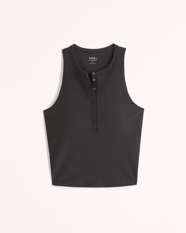 YPB sculptLUX Waist-Length Plunge Henley Slim Tank | Abercrombie & Fitch (US)