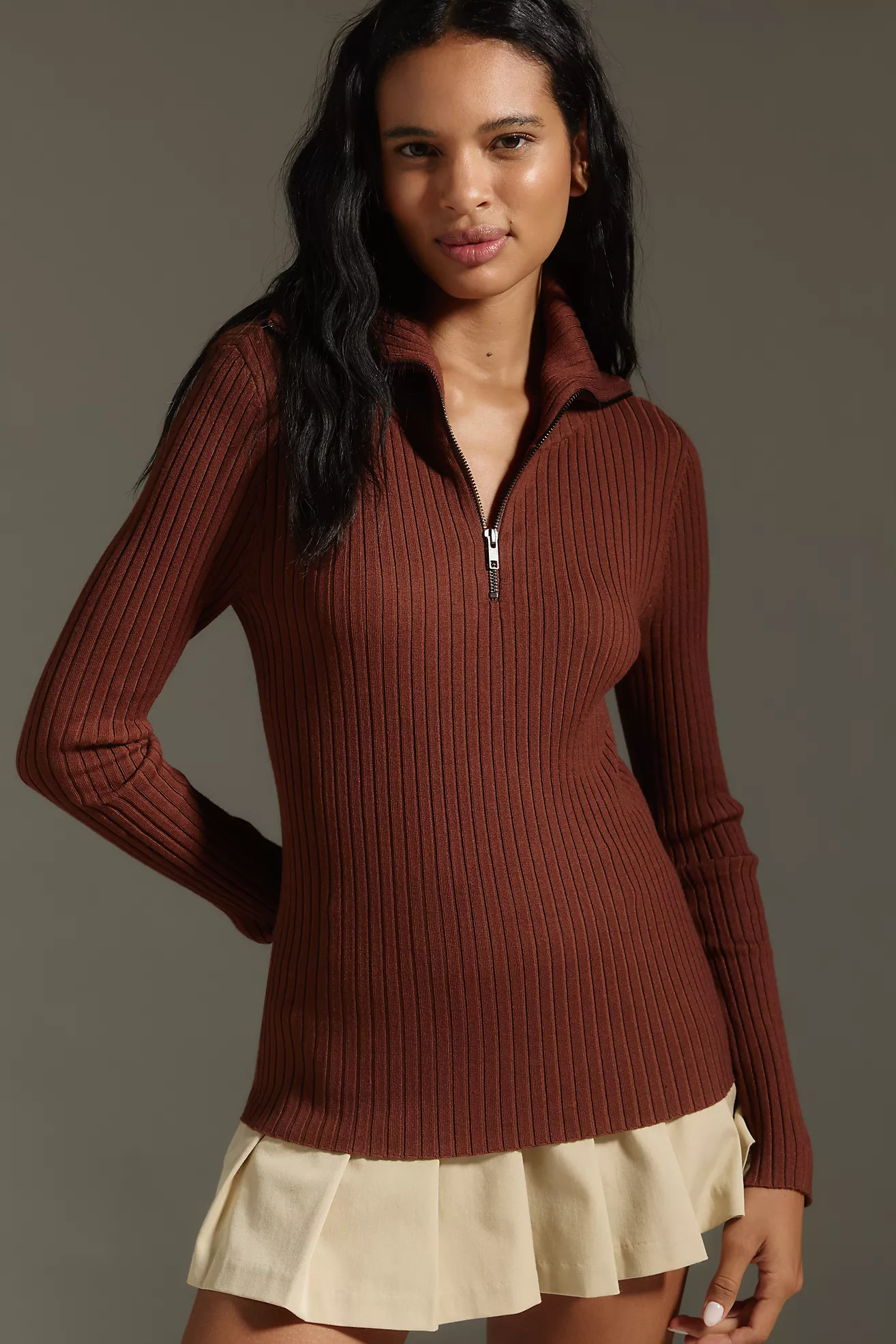 Maeve Fitted Half-Zip Sweater | Anthropologie (US)