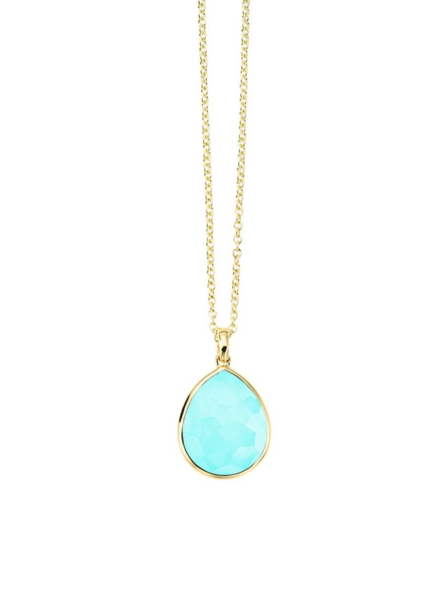 Rock Candy® Medium 18K Yellow Gold, Rock Crystal & Turquoise Necklace | Saks Fifth Avenue