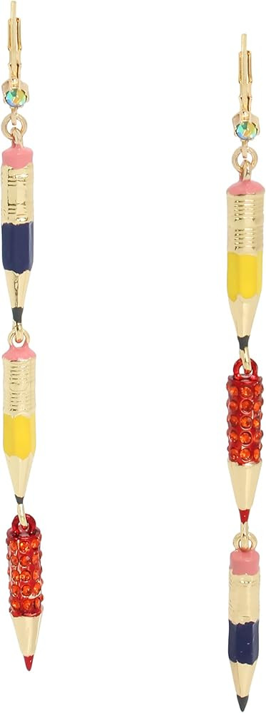 Betsey Johnson Womens Pencil Mismatch Linear Earrings | Amazon (US)