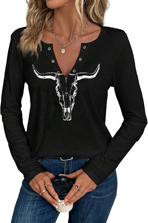 SODSHY Women's Cowboy Shirt Country Concert Outfit Cute Western Graphic Tee Casual Notched Neck L... | Amazon (US)