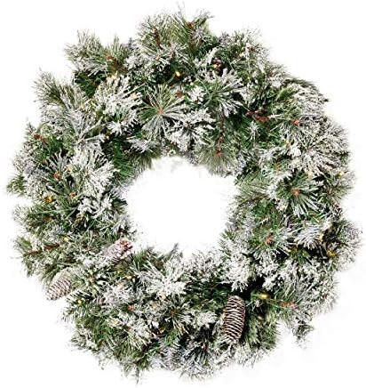 Christopher Knight Home 307397 24" Mixed Spruce Christmas Wreath w/50 Warm White LED Lights, Floc... | Amazon (US)