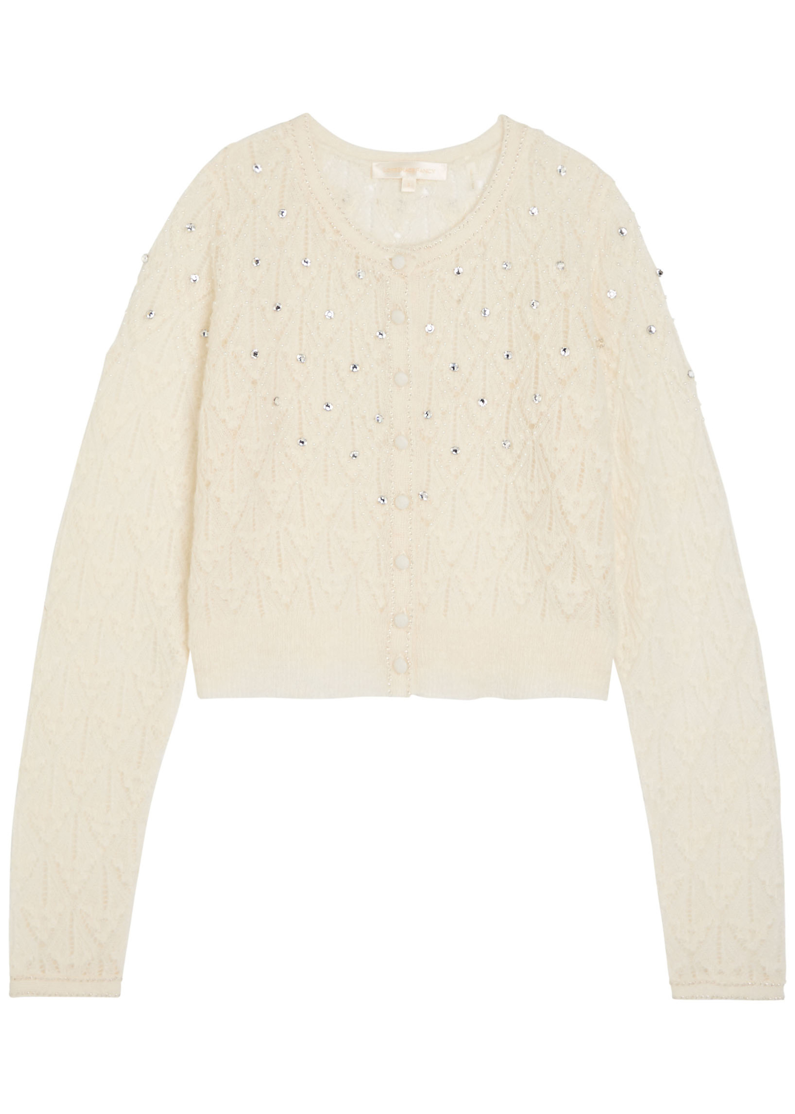 Calico embellished pointelle-knit cropped cardigan | Harvey Nichols