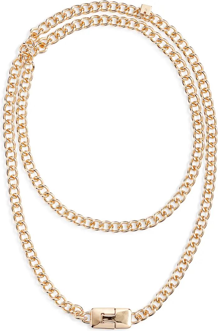 Layered Curb Magnetic Clasp Wrap Necklace | Nordstrom Rack