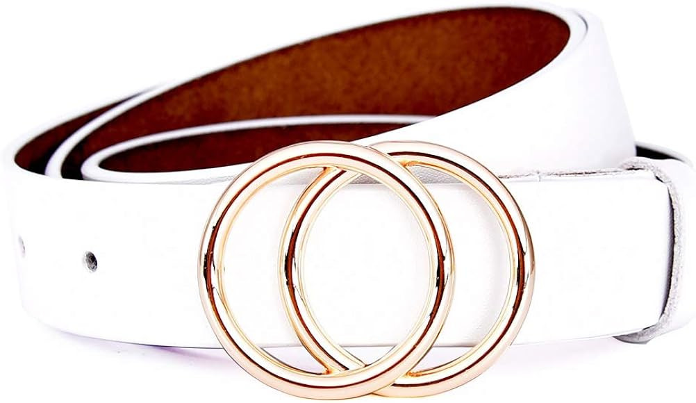 Talleffort Genuine Leather Belts for Women Double O-Ring buckle Belt for Jeans Pants Dresses | Amazon (US)