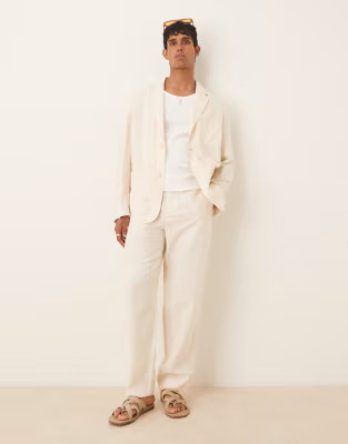 Mango linen mix straight leg trouser co-ord in ecru | ASOS | ASOS (Global)