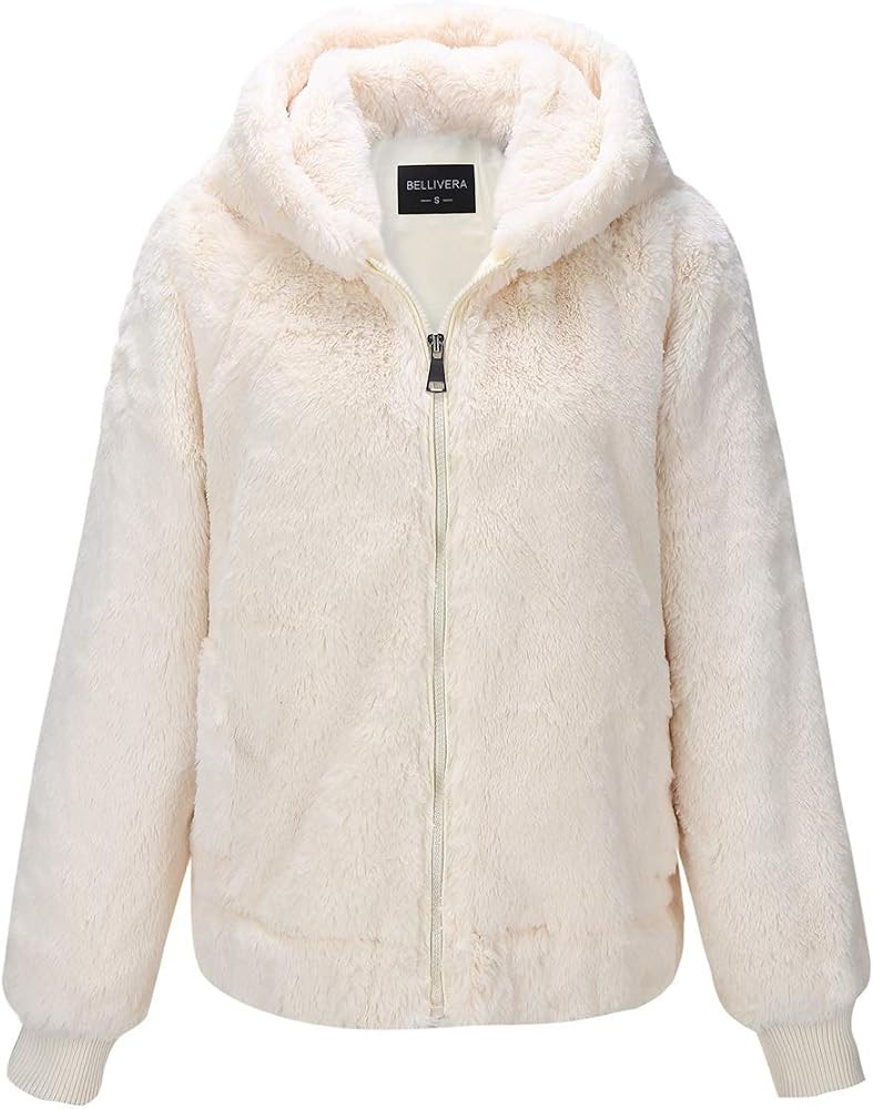 Bellivera Women’s Faux Fur Coat with 2 Side-Seam Pockets, The Fuzzy Jacket with Hood, for Sprin... | Amazon (US)