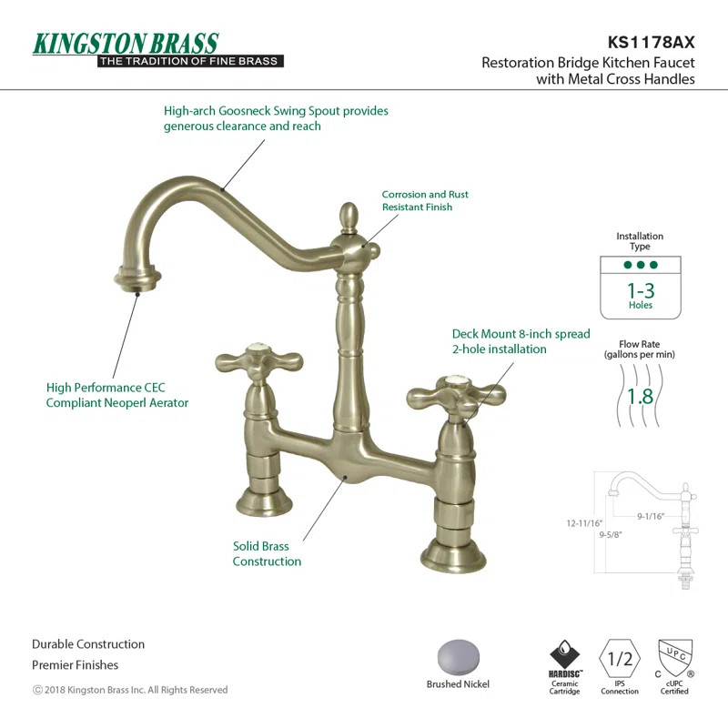 KS1178AX Heritage Bridge Faucet | Wayfair North America