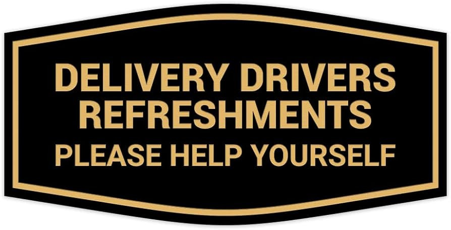 Signs ByLITA Fancy Delivery Drivers Refreshments Please Help Yourself Sign (Black Gold) - Large 1... | Amazon (US)