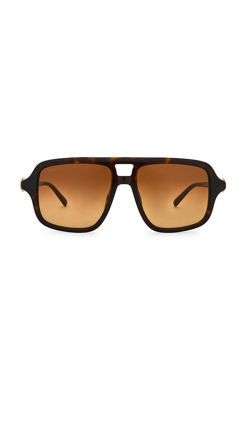 Gucci Shield Sunglasses in Havana & Brown. Size all. | Revolve Clothing (Global)
