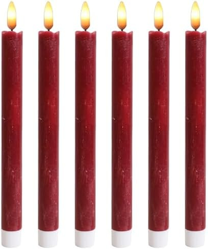 Flameless Taper Candles Battery Operated Flickering with 6H Timer, 3D Wick LED Taper Candles Real... | Amazon (US)