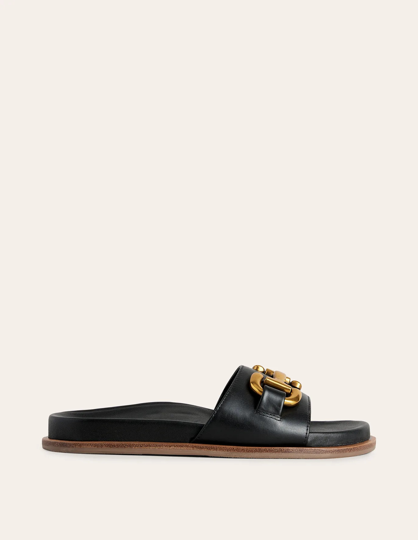 Snaffle Trim Slider Sandals - Black | Boden (US)