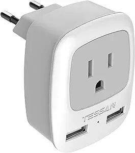 European Travel Plug Adapter, TESSAN International Power Plug with 2 USB, Type C Outlet Adaptor C... | Amazon (US)