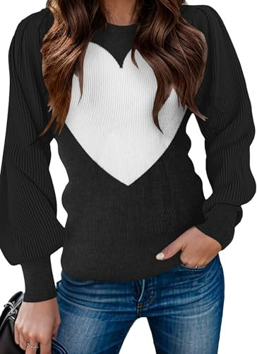 Zeagoo Womens Sweaters Fall 2025 Long Sleeve Shirts Ribbed Knit Winter Outfits Puff Pullover Jumper Top | Amazon (US)