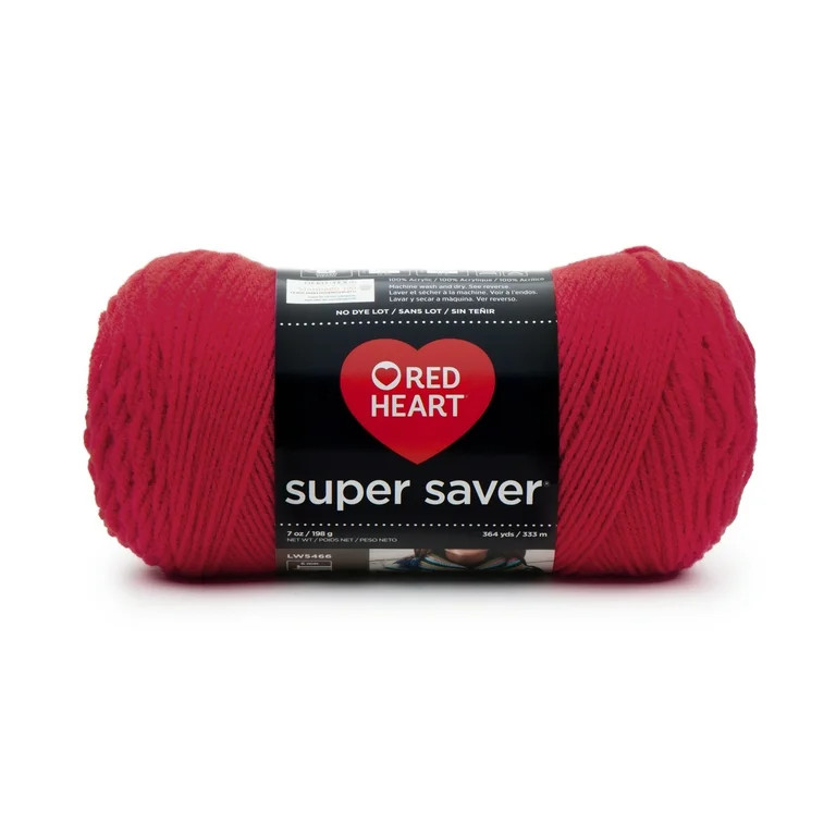 Red Heart Super Saver Acrylic 7 Ounce Skein Economy Hot Red Yarn, 1 Each | Walmart (US)