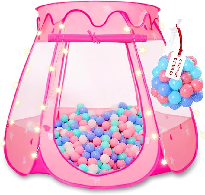 Princess Tent for Kids with 50 Balls,Toys for 1 2 3 Year Old Girl Birthday Gift with Star Light,P... | Amazon (US)