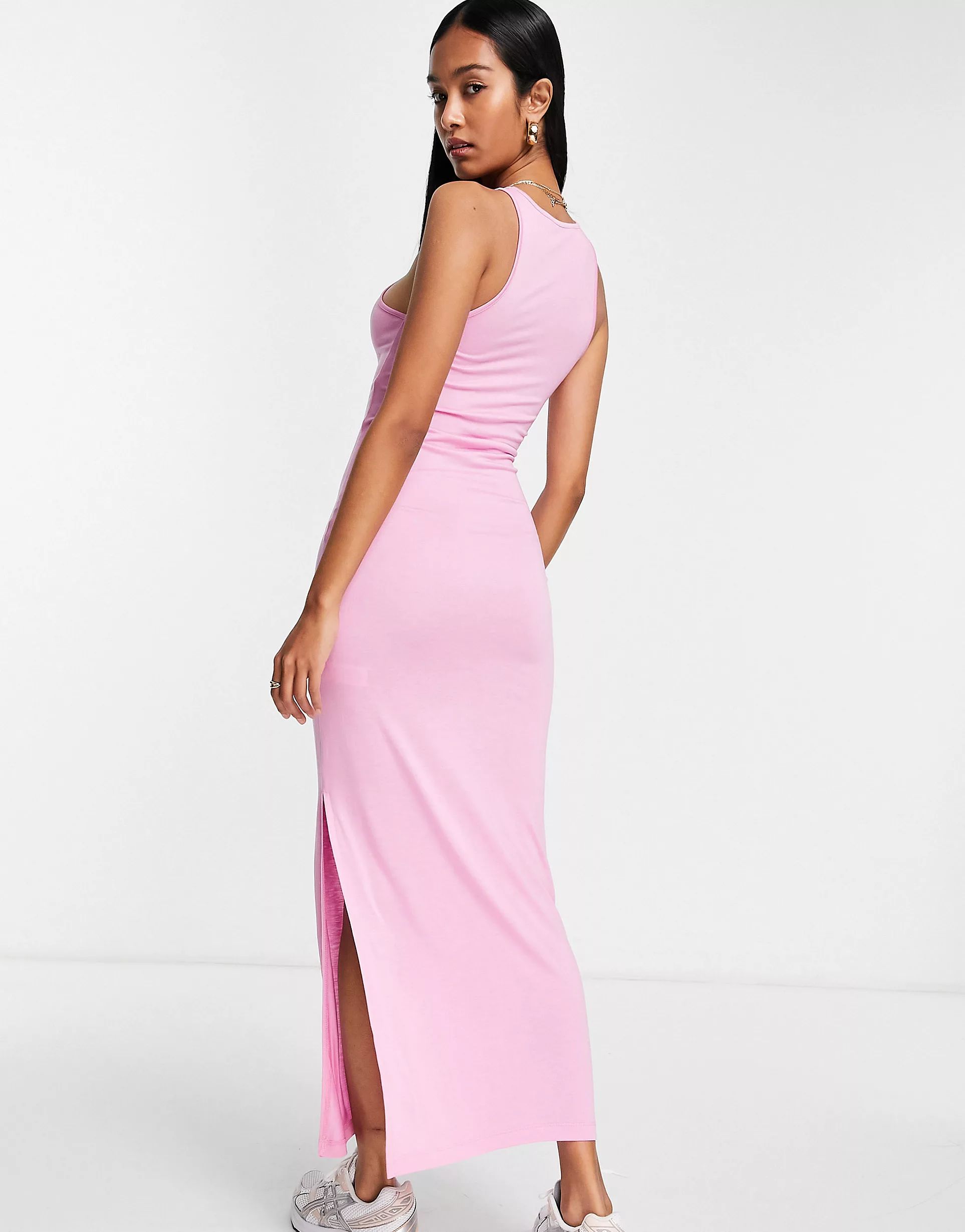 French Connection racer style jersey midi dress in pink | ASOS (Global)