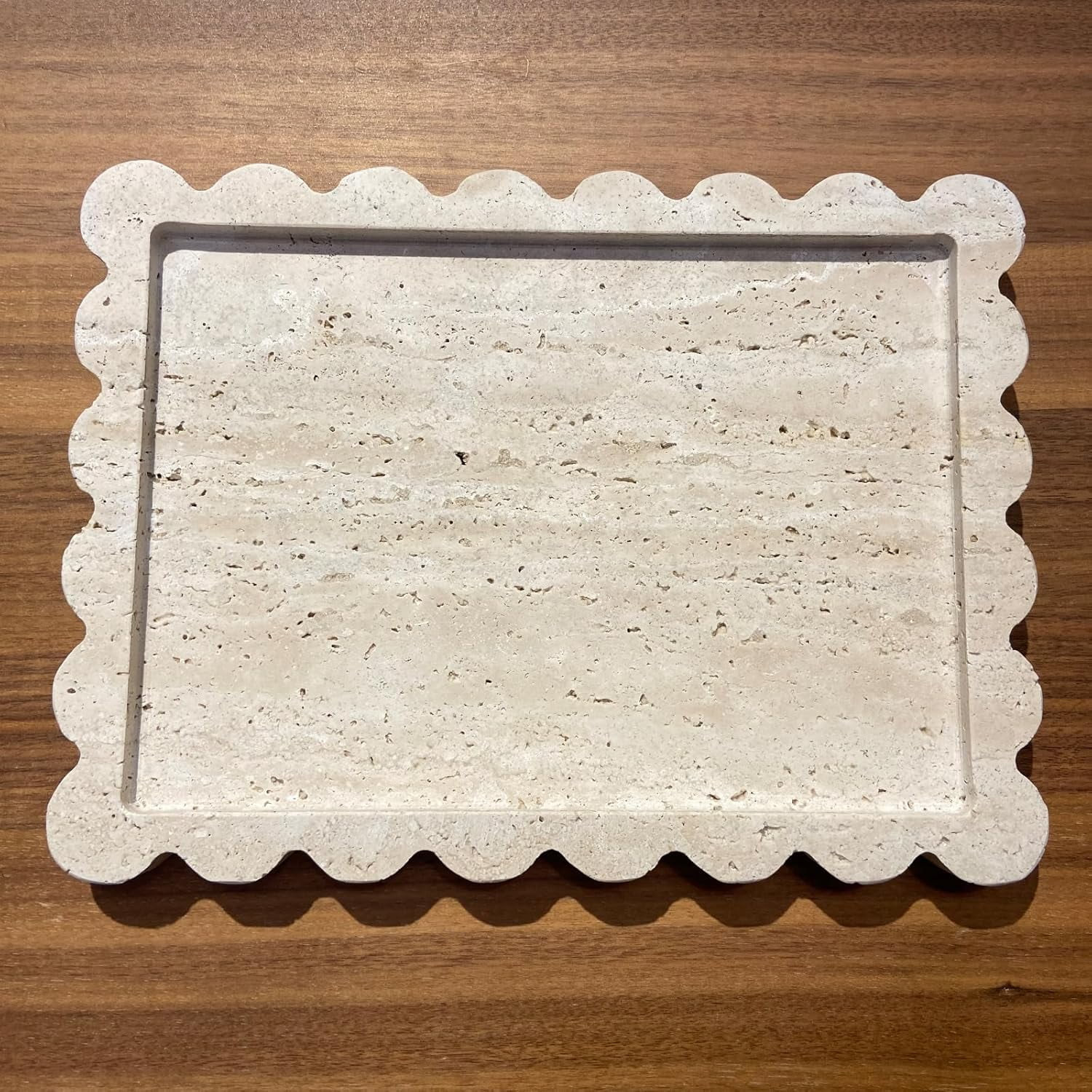 Natural Travertine Decorative Tray, Square Marble Stone Scalloped Tray, Handmade Marble Trays for... | Walmart (US)