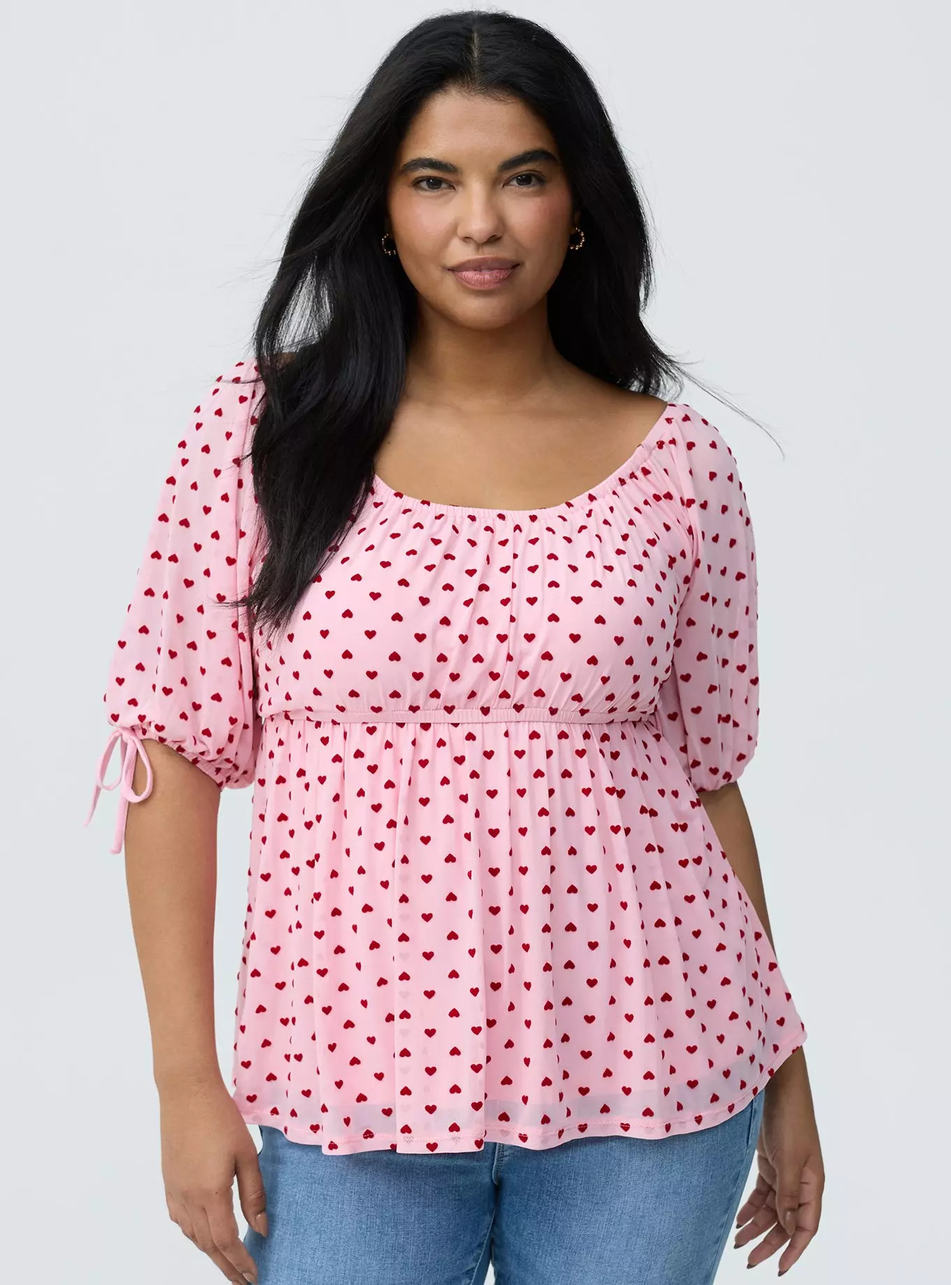 Flocked Mesh Babydoll Top | Torrid (US & Canada)