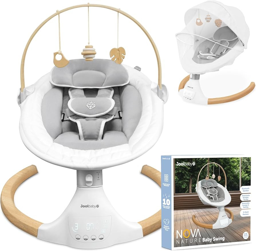 Jool Baby Nova Nature Baby Swing for Newborns – Natural Wood Toys, Electric Motorized Infant Sw... | Amazon (US)