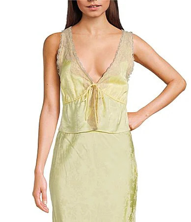 Rumored Lady Coordinating Lace Tie Front V-Neck Sleeveless Top - XL | Dillard's