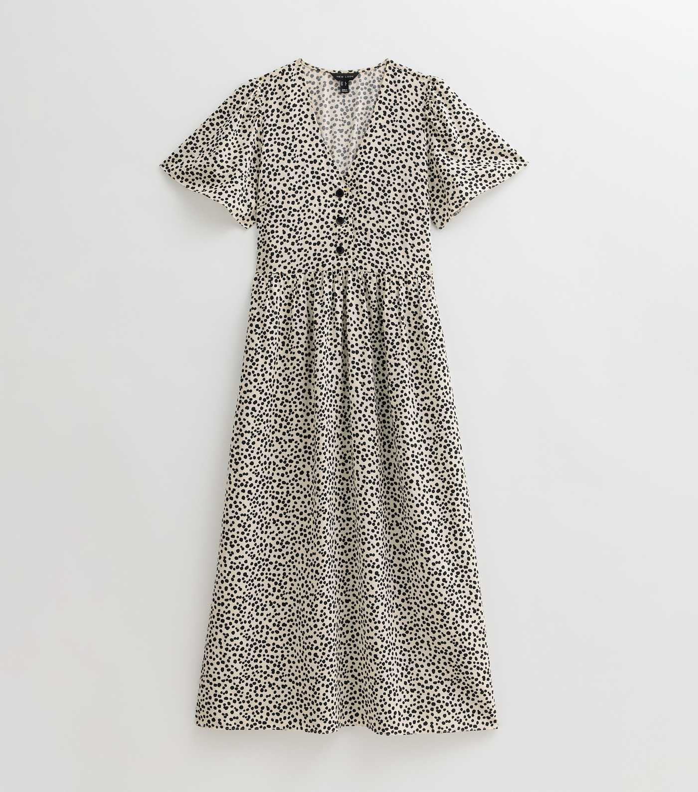 Black Polka Dot Print Flutter Sleeve Midi Dress | New Look | New Look (UK)