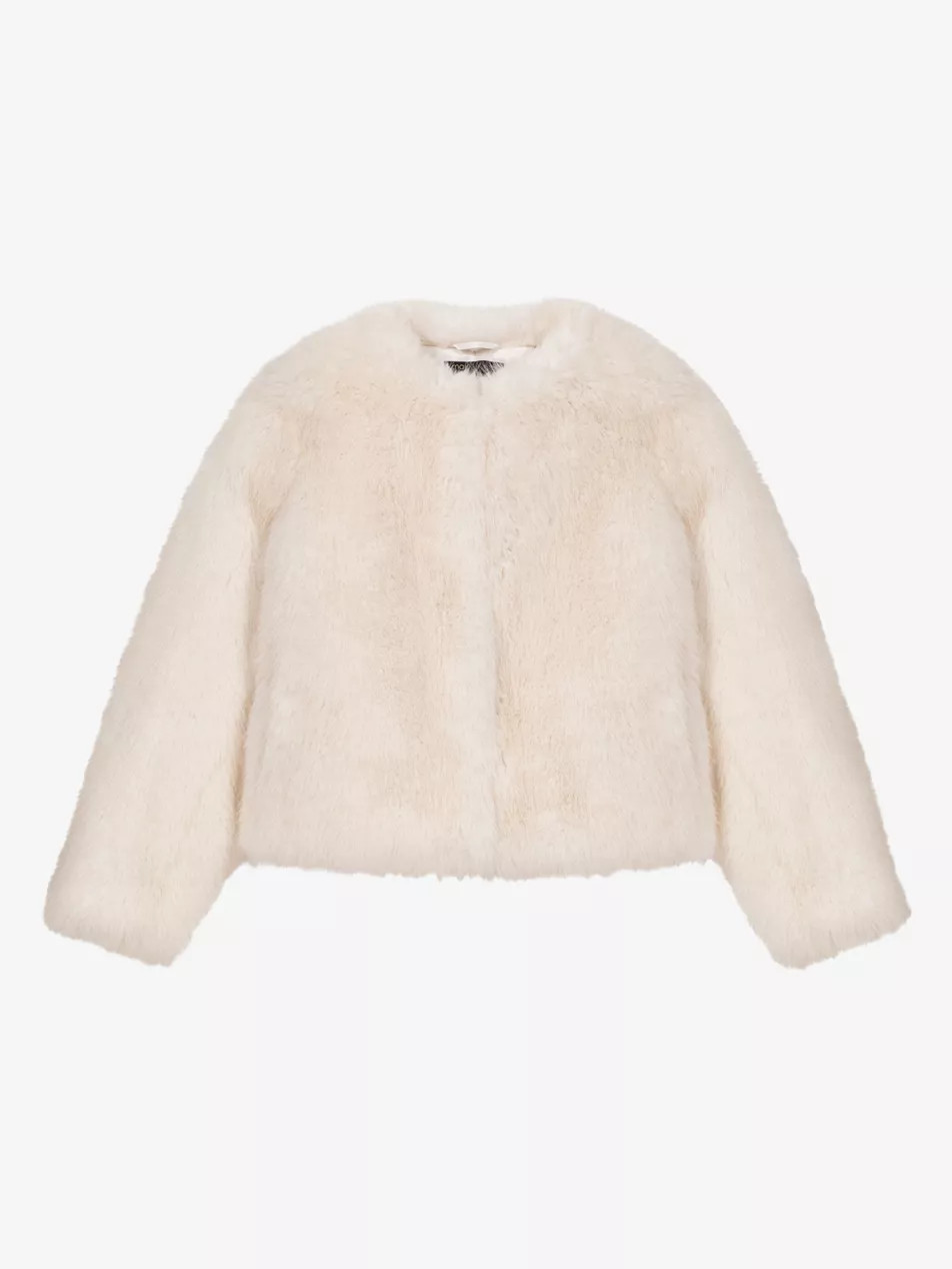 Round-Neck Patch-Pocket Faux-Fur Jacket | Selfridges
