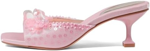 Mattiventon Kitten Heels for Women Comfortable Stiletto Heeled Mule Sequin Open Square Toe Slip O... | Amazon (US)