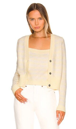 Gingham Cropped Cardigan in Butter Multi | Revolve Clothing (Global)