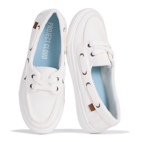 Project Cloud Canvas Sneakers for Women - Memory Foam Slip On Shoes Women Footwear - Lightweight and Non Slip Fashion Sneakers (Seasalt, WHITCVS,8.5M) | Amazon (US)