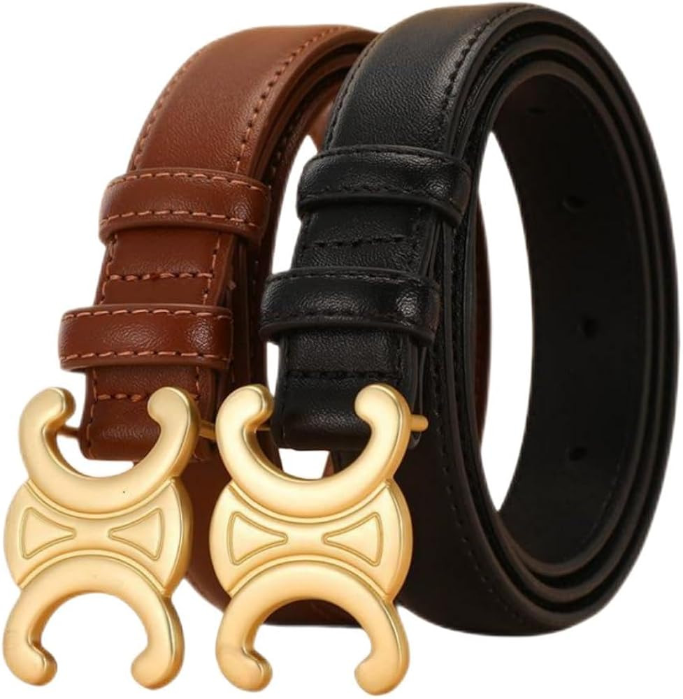 MBETA new double C women's leather belt, fashion casual jeans belt, suitable for women, color bla... | Amazon (US)