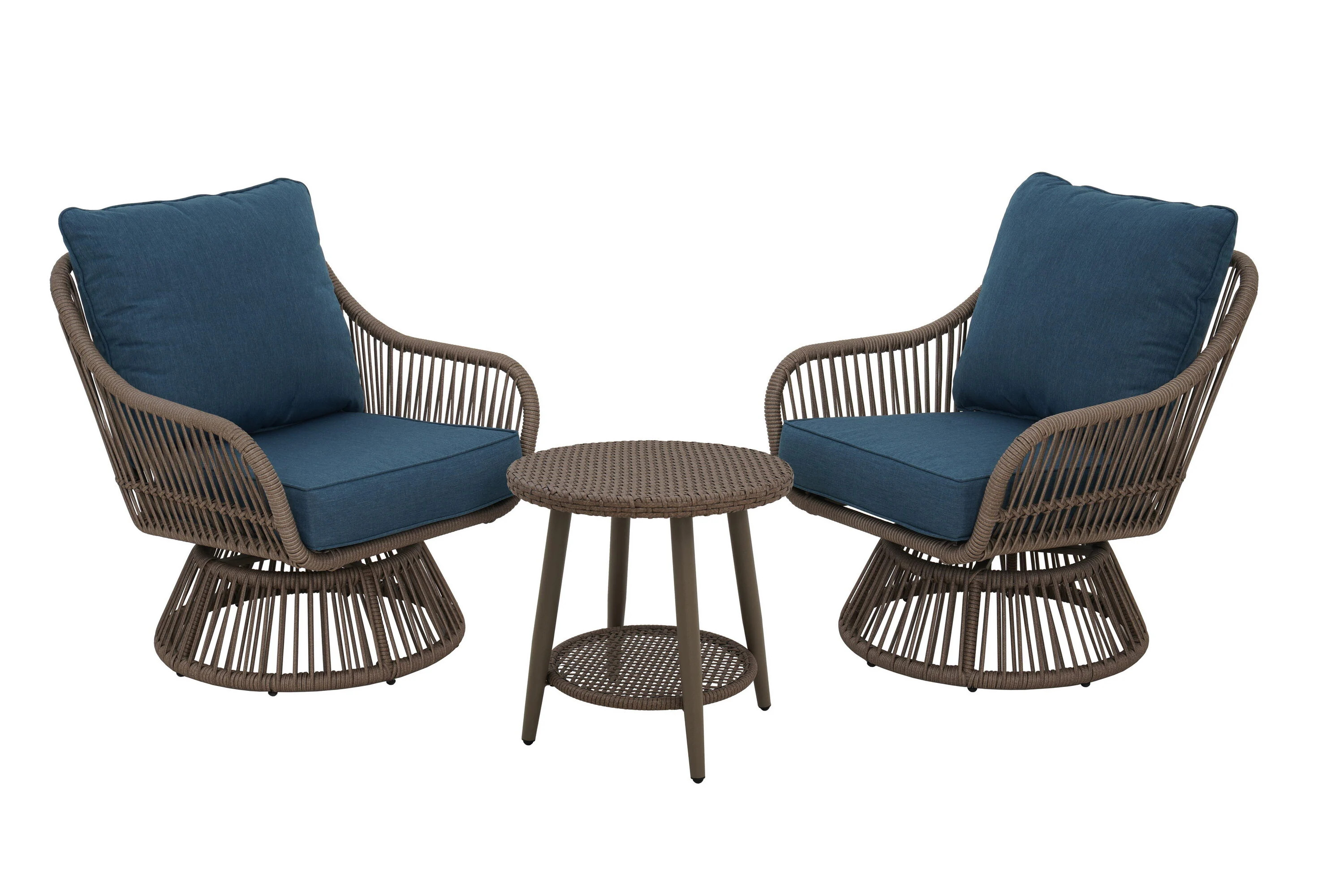 Origin 21 Killian 3-Piece Wicker Patio Conversation Set with Blue Cushions | LOS23009-BS003-V | Lowe's