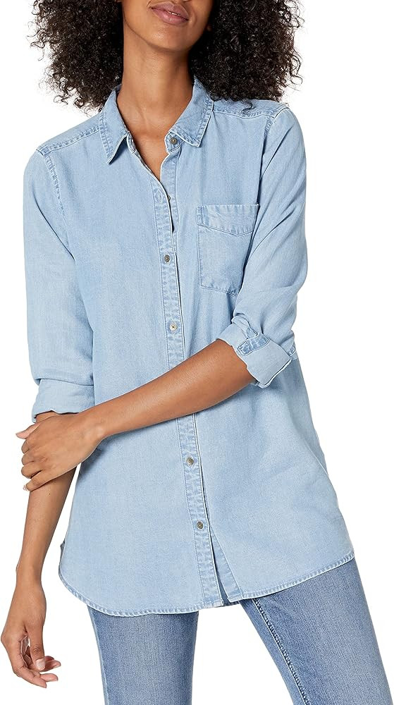 Daily Ritual Women's Relaxed Fit Tencel Long-Sleeve Button-up Tunic | Amazon (US)