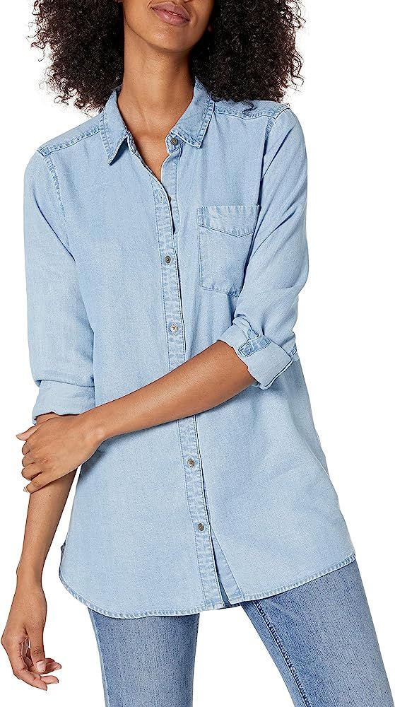 Daily Ritual Women's Relaxed Fit Tencel Long-Sleeve Button-up Tunic | Amazon (US)