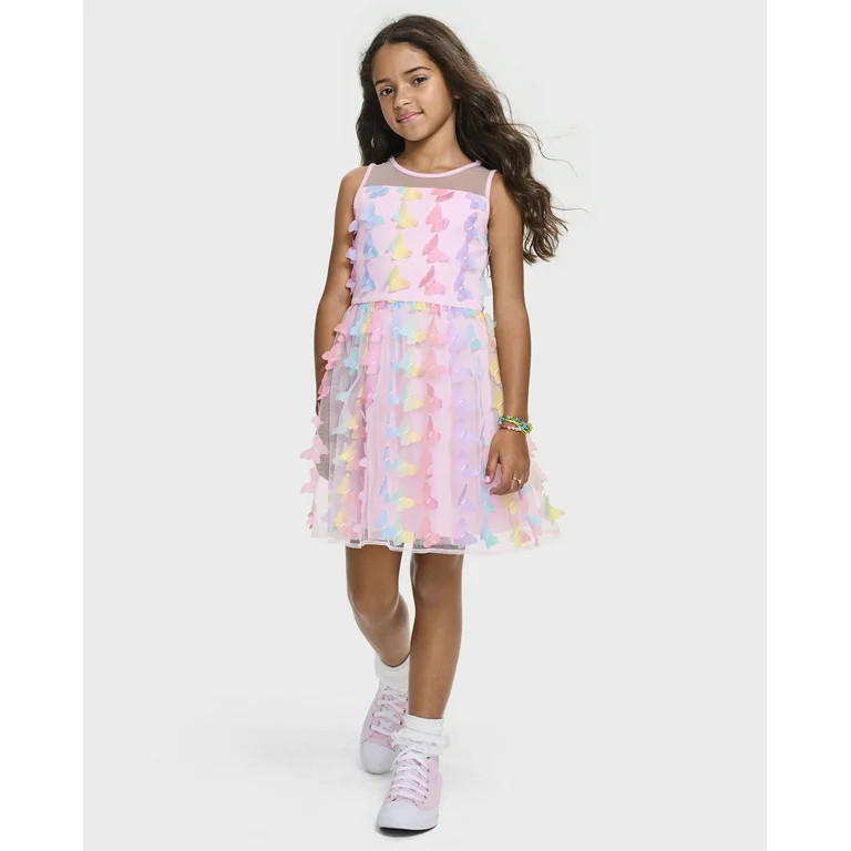 The Children's Place Girls Sleeveless Butterfly Ruffle Dress, Sizes 4-16 | Walmart (US)