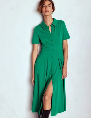 Boden Women's Bridget Ponte Shirt Dress in Green | Size 8 | Boden (US)