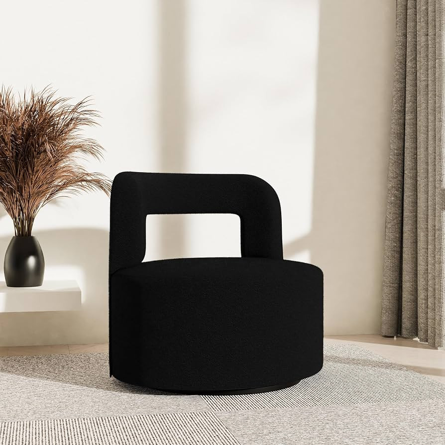 BELLEZE Contemporary Teddy Swivel Chair with Open-Back Design, Cozy Upholstered Accent Chair for ... | Amazon (US)