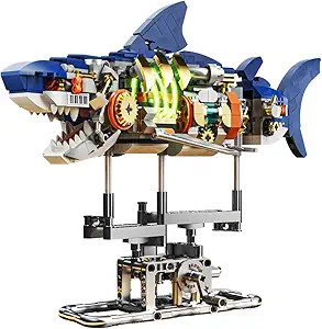 Mechanical Shark Building Set with LED Light, 687 PCS Movable Ocean Animal with Display Stand, Se... | Amazon (US)